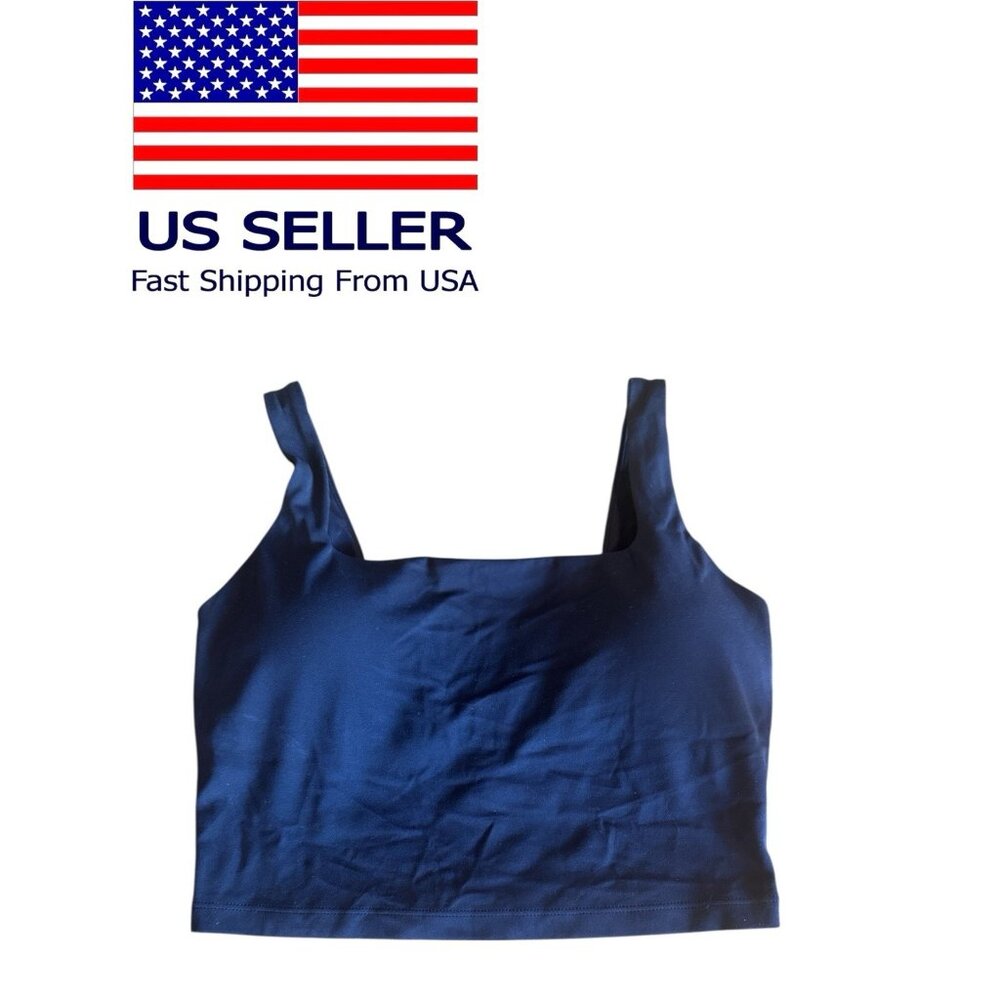 Crz Yoga Butterluxe Square Neck Built In Bra Sport Bra Tank Navy Size Medium